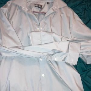 15 1/2 neck 34/35 cufflink button dress shirt Kenneth Cole light grey.